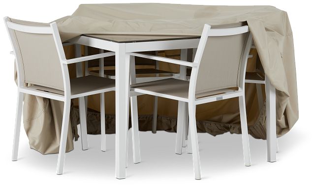 Khaki Square Table & 4 Chairs Outdoor Cover