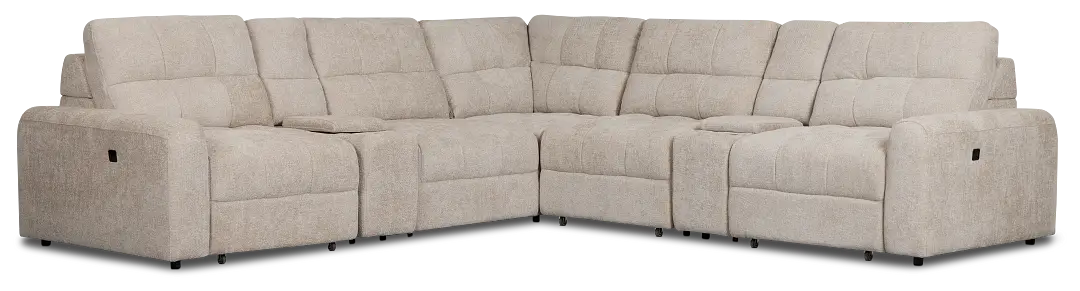 Hendrix Light Taupe Fabric Large Tri Power 2 Arm Extension Chaise Sectional Hendrix Light Taupe Fabric Large Tri Power 2 Arm Extension Chaise Sectional