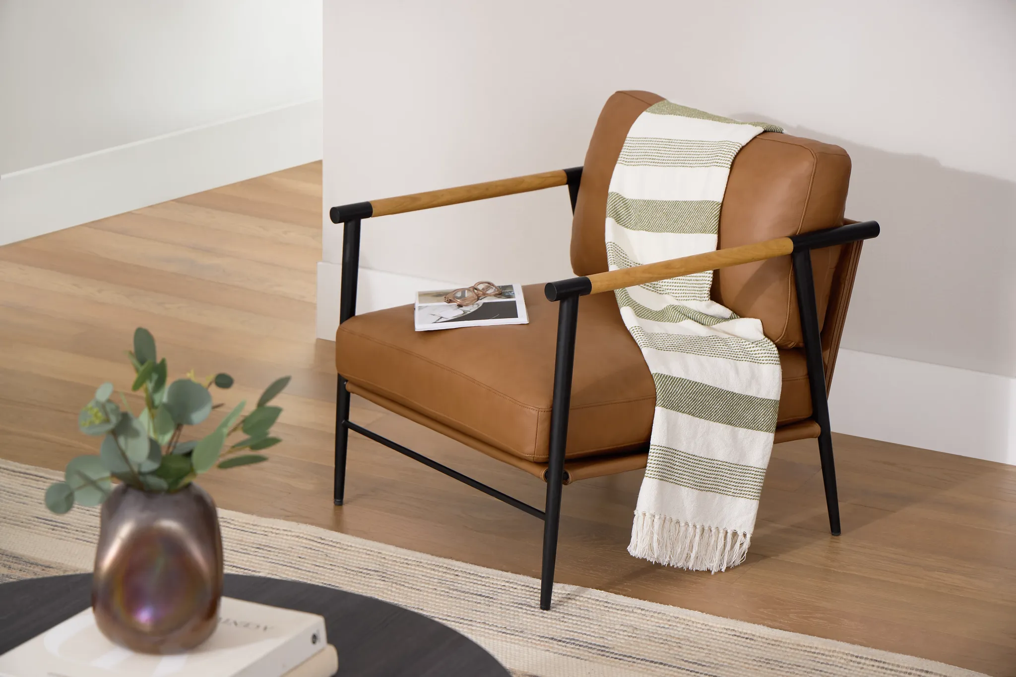 Fiora Light Brown Leather Accent Chair