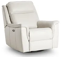 Aiden Light Gray Leather Power Swivel Glider Recliner