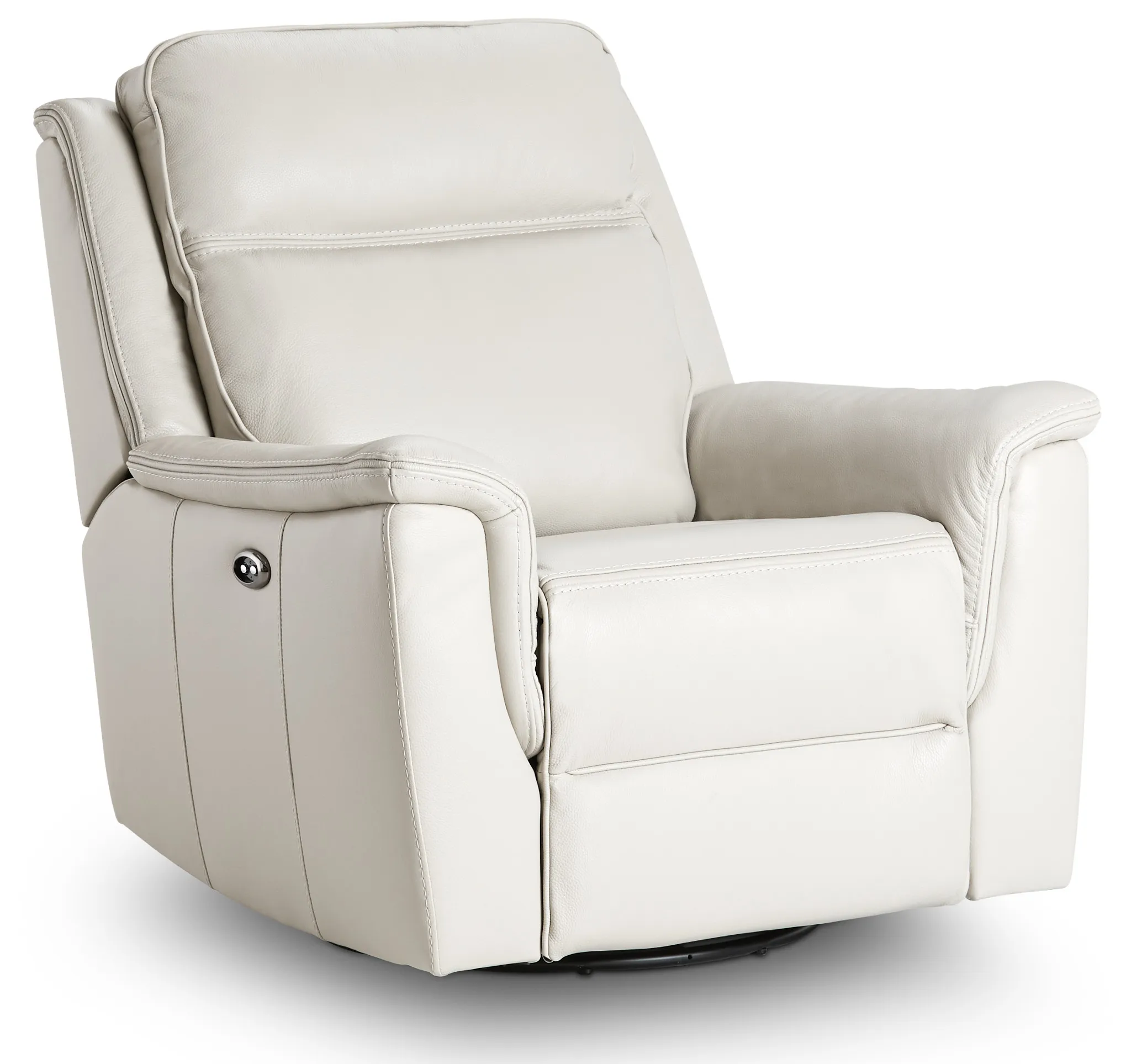 Aiden Light Gray Leather Power Swivel Glider Recliner