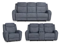 Walker Blue Fabric Power Reclining Living Room