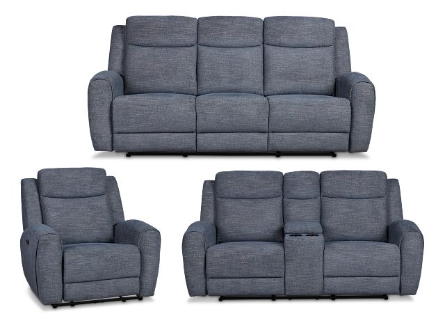 Walker Blue Fabric Power Reclining Living Room