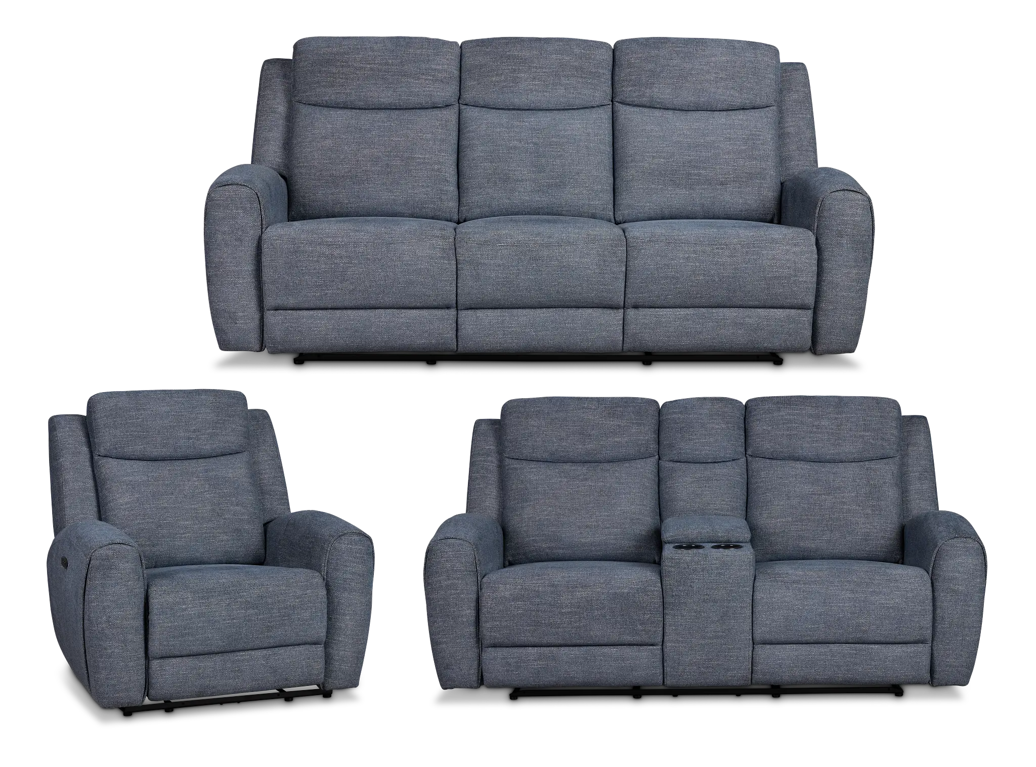 Walker Blue Fabric Power Reclining Living Room Walker Blue Fabric Power Reclining Living Room