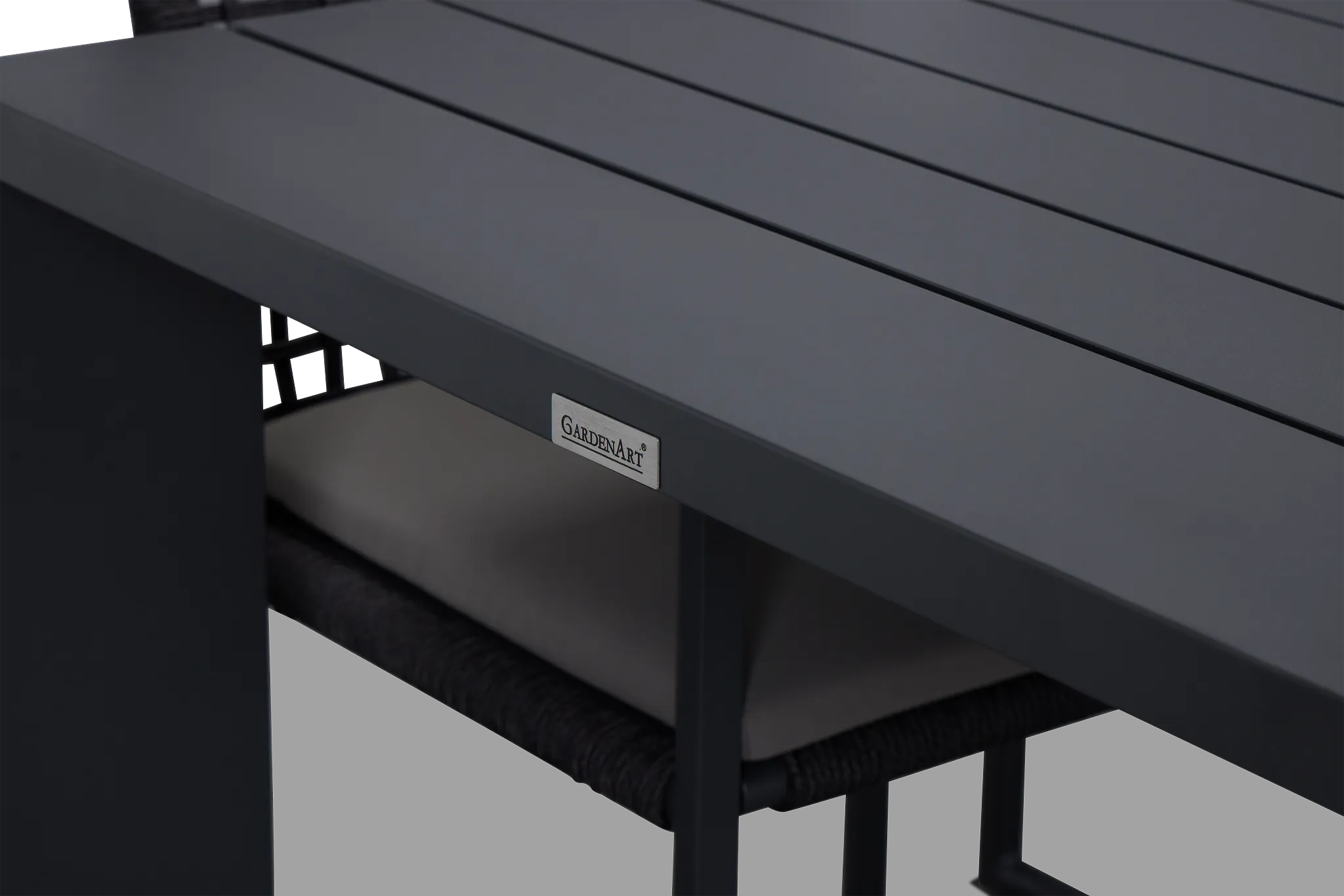 Sunrise Dark Gray 65" Rectangular Table & 4 Aluminum Arm Chairs