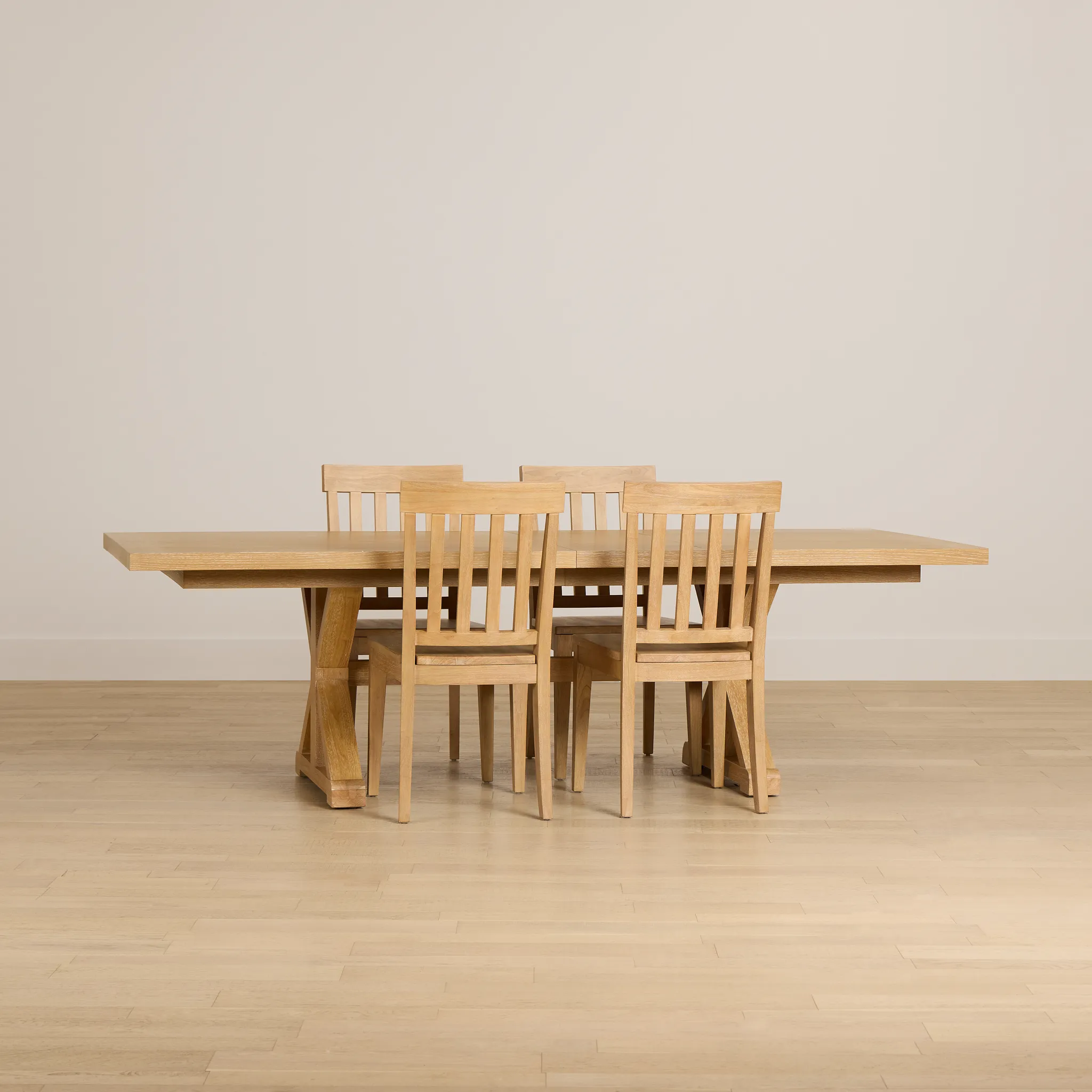 Nantucket Light Tone Trestle Table & 4 Light Tone Chairs