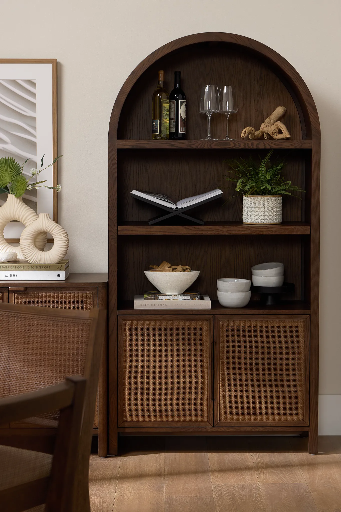 Pacific Mid Tone Arched Bookcase