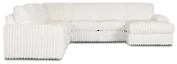 Teddy White Fabric Large Right Chaise Sectional