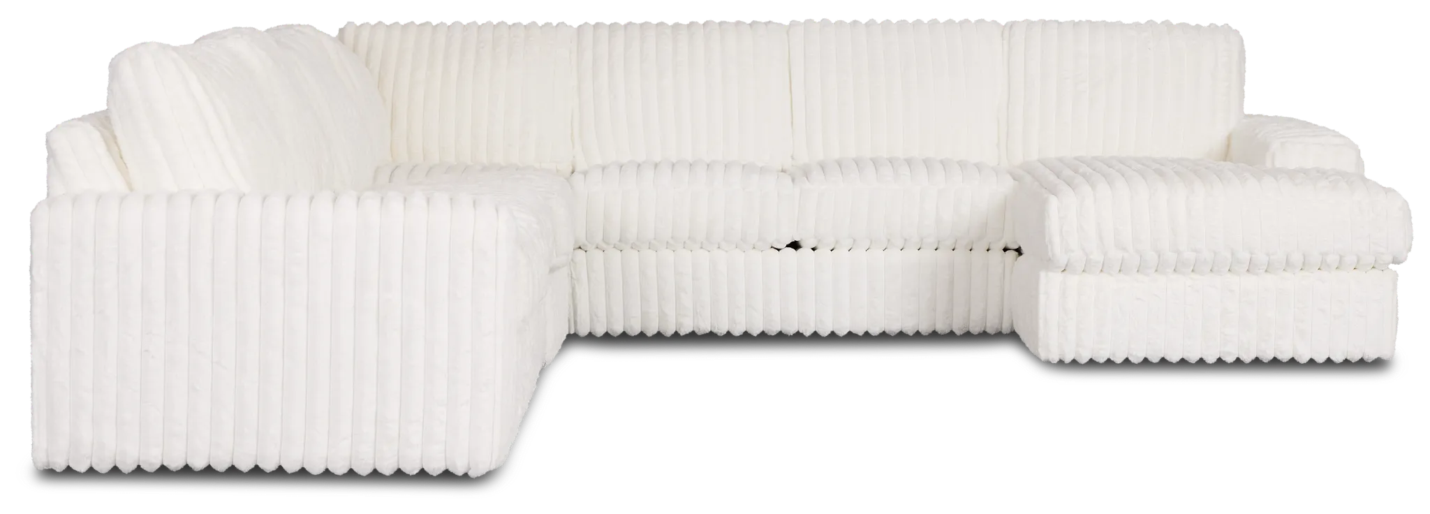 Teddy White Fabric Large Right Chaise Sectional