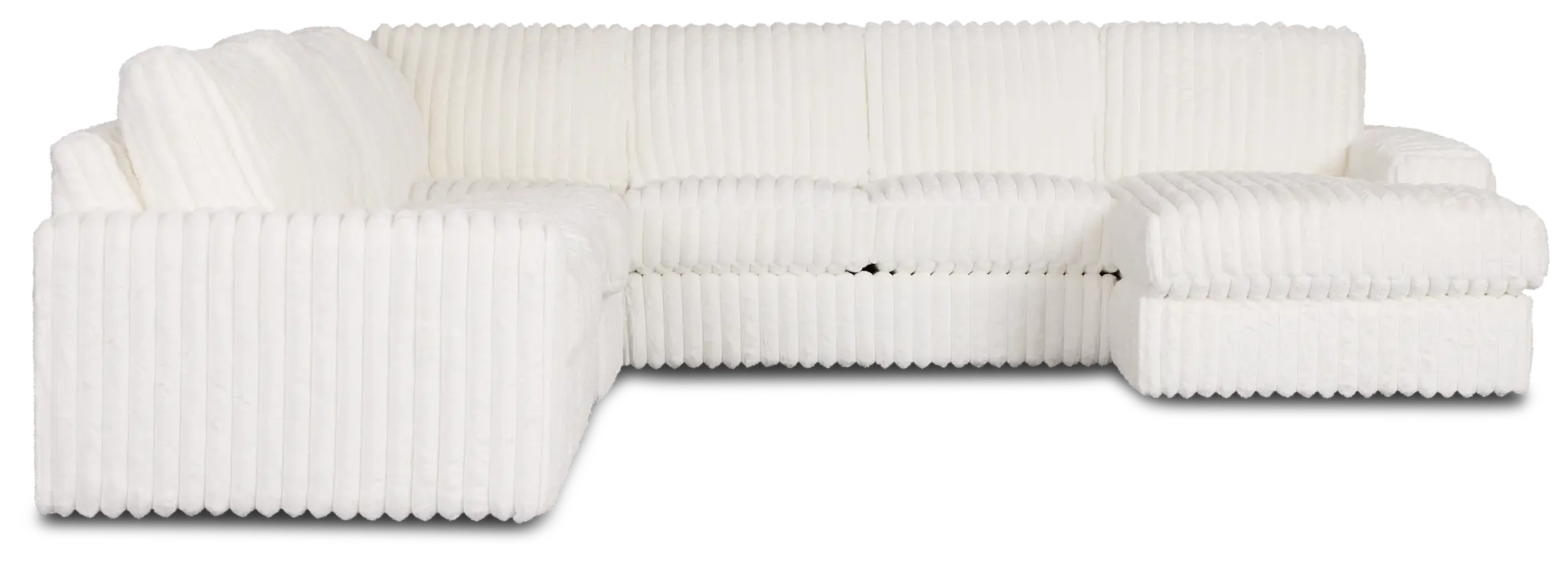 Teddy White Fabric Large Right Chaise Sectional Teddy White Fabric Large Right Chaise Sectional