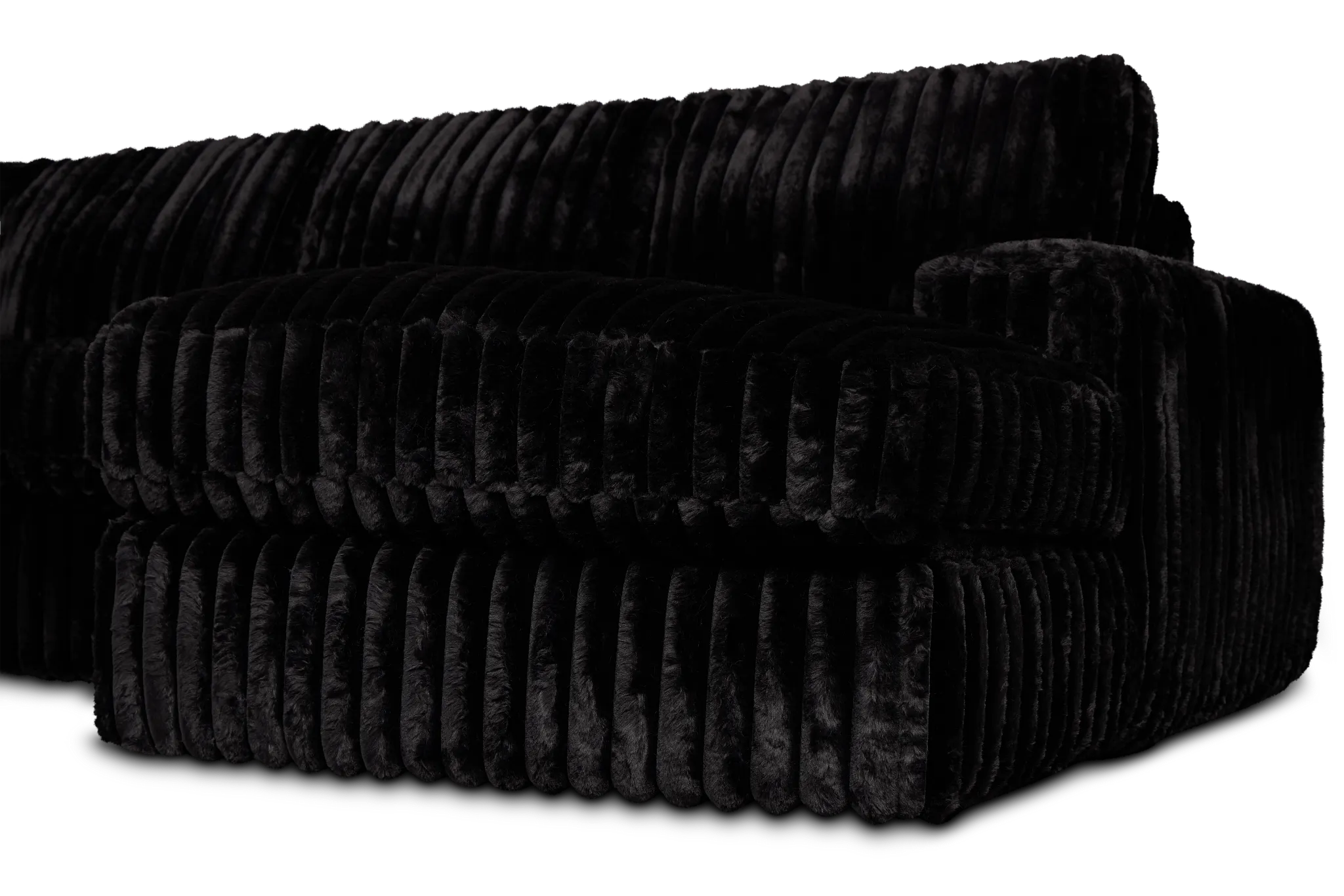 Teddy Black Fabric Large Right Chaise Sectional