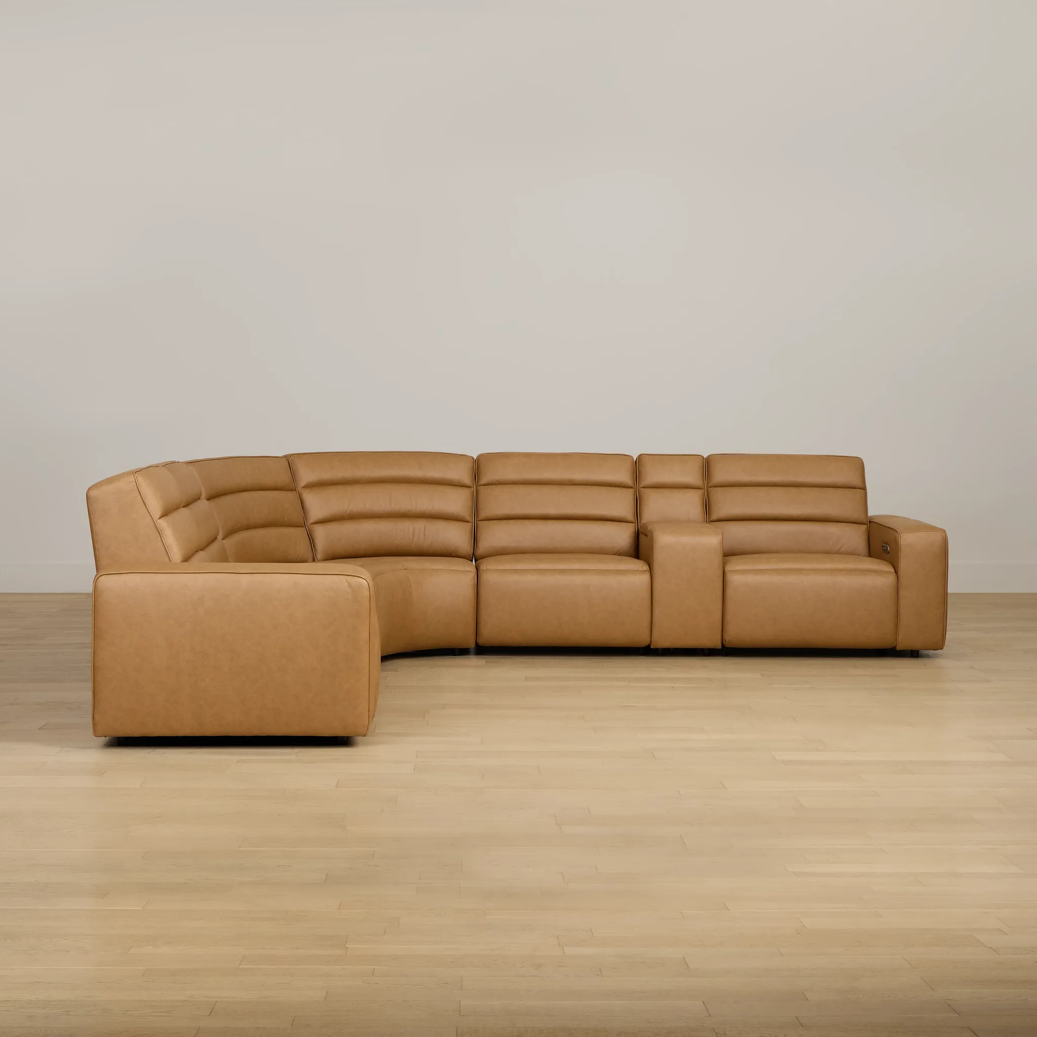 Sawyer Light Brown Micro Medium Triple Power 2-arm Sectional