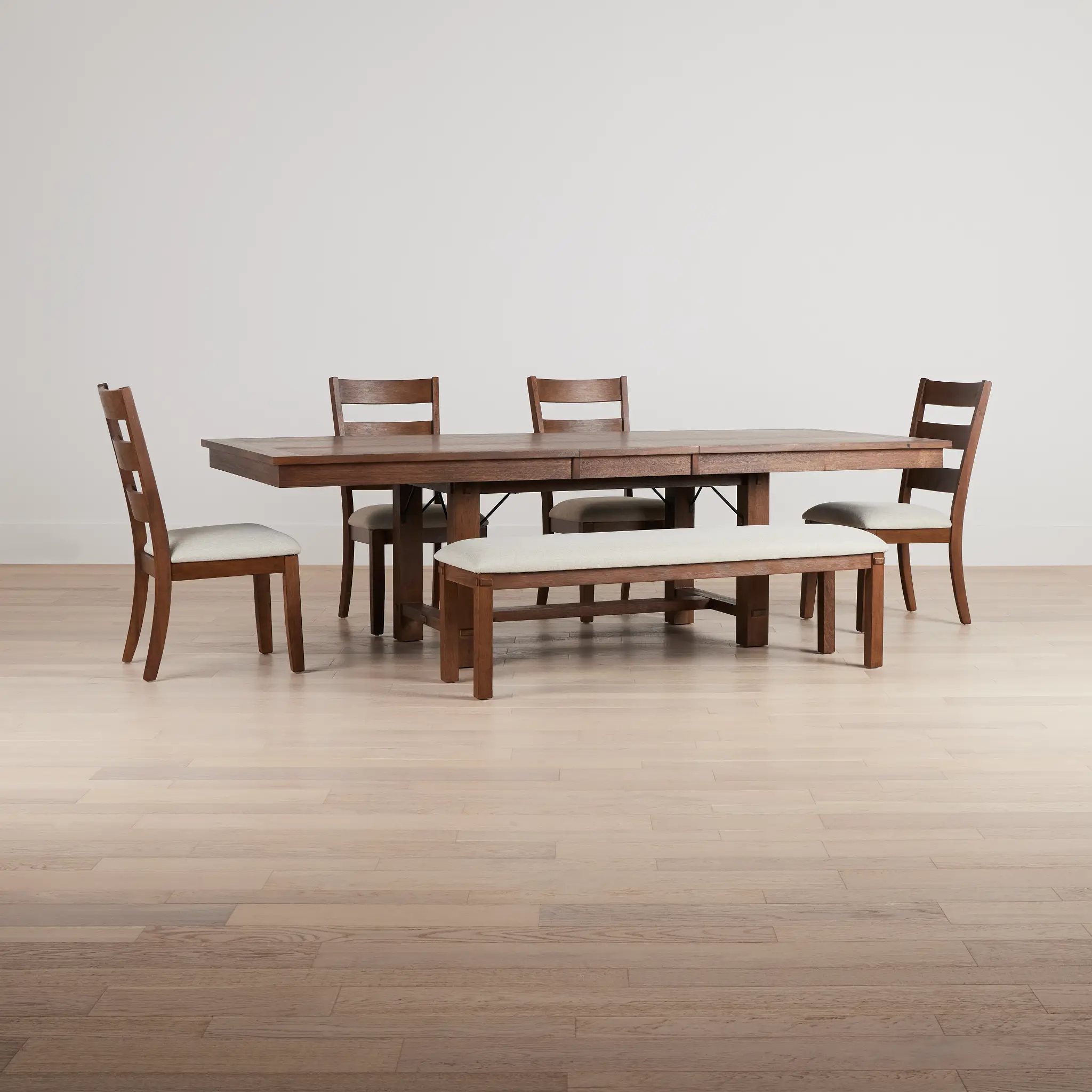 Park City Dark Tone Rect Table With 4 Wood Side Chairs & Bench Park City Dark Tone Rect Table With 4 Wood Side Chairs & Bench