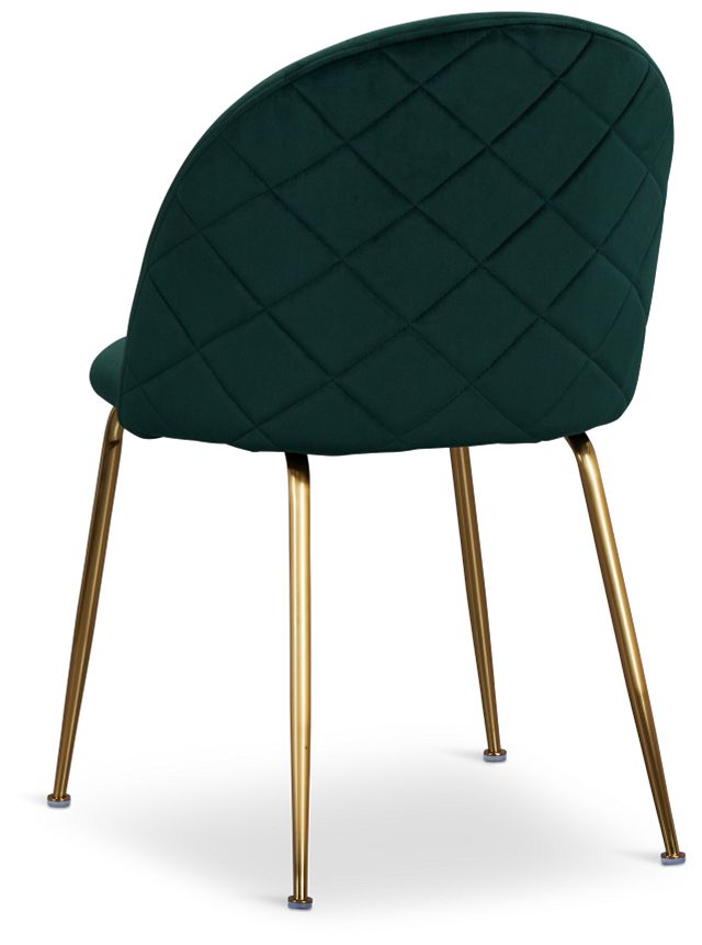 Capri Dark Green Velvet Upholstered Side Chair W/ Gold Legs