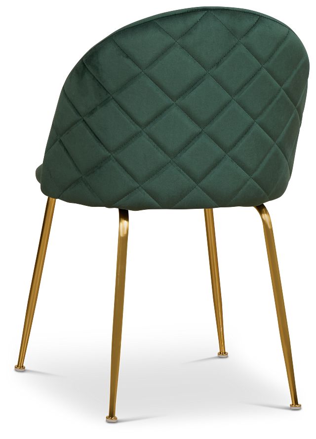 Capri Dark Green Velvet Upholstered Side Chair W/ Gold Legs