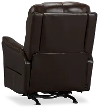 Archie Dark Brown Lthr/vinyl Power Recliner With Heat And Massage