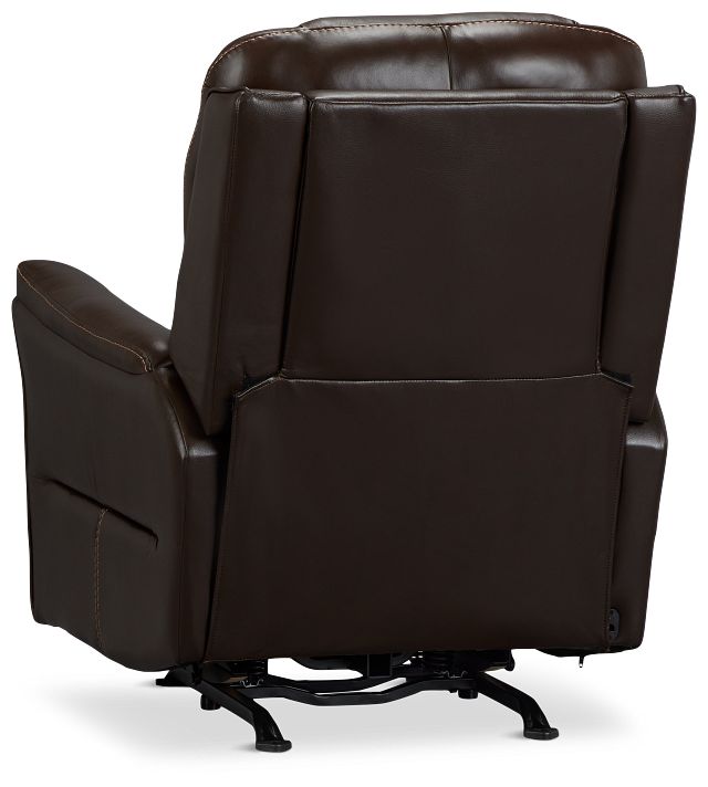 Archie Dark Brown Lthr/vinyl Power Recliner With Heat And Massage