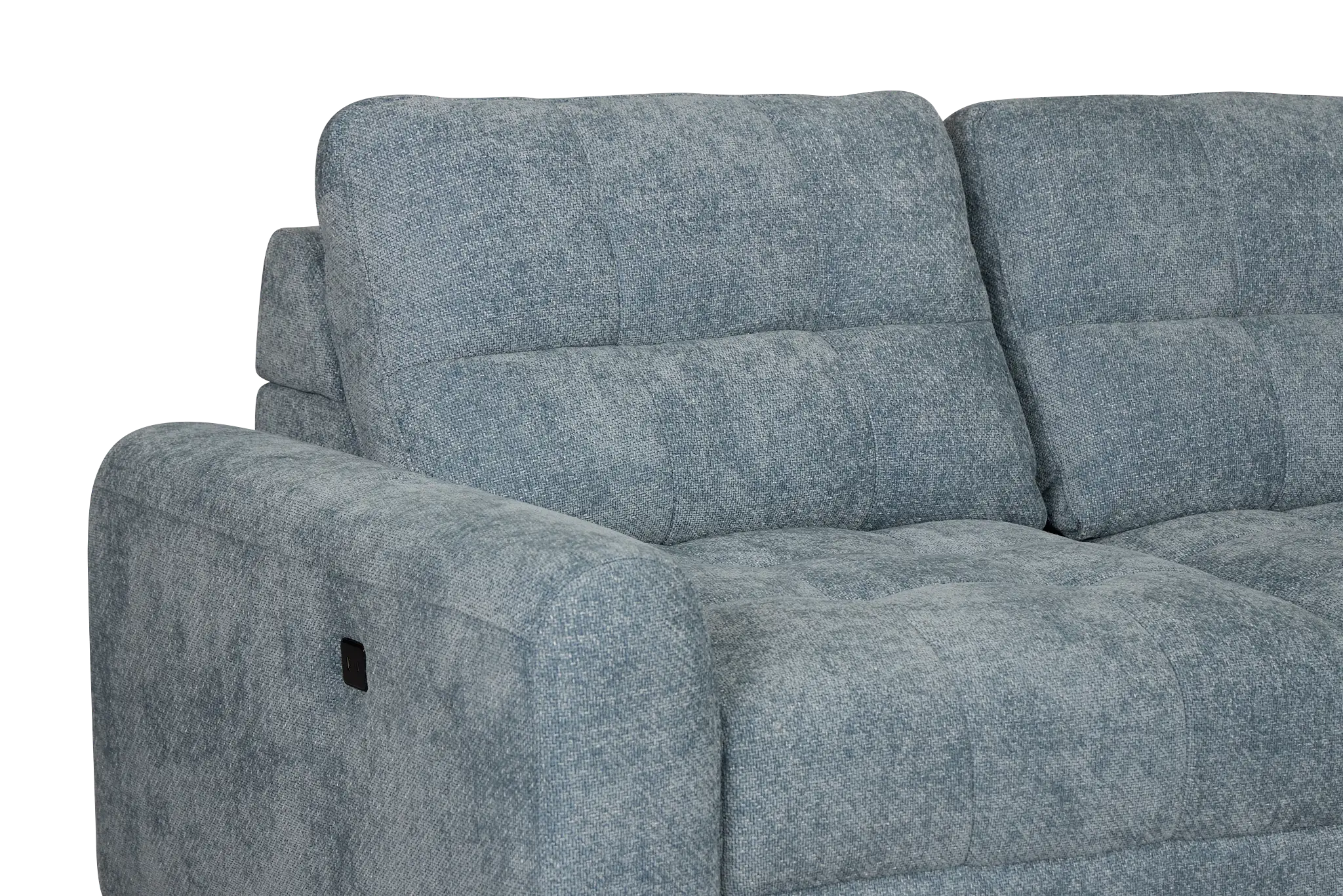 Hendrix Light Blue Fabric Power Extension Chaise Sofa Hendrix Light Blue Fabric Power Extension Chaise Sofa