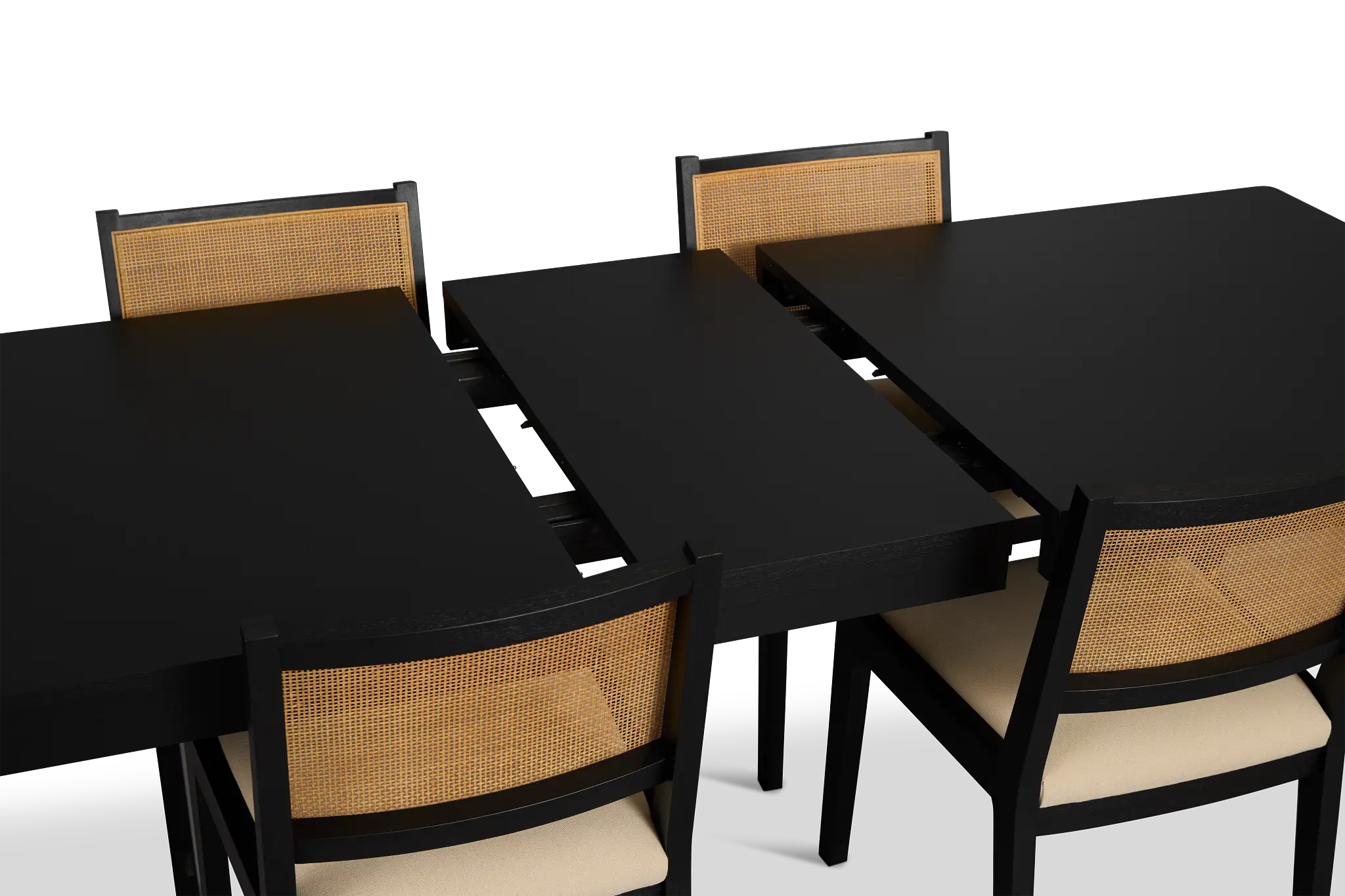Pacific Black Rectangular Table & 4 Upholstered Chairs Pacific Black Rectangular Table & 4 Upholstered Chairs