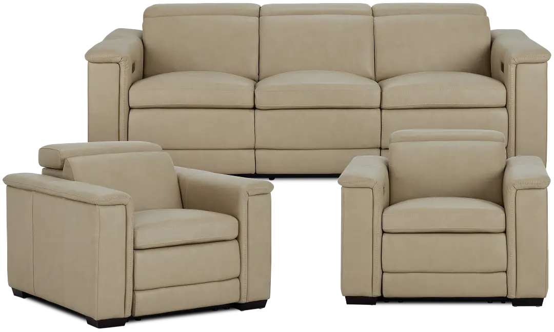 Ainsley Beige Leather Power Reclining Living Room Ainsley Beige Leather Power Reclining Living Room