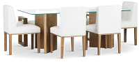 Haven Glass 80" Rectangular Table With 4 Side Chairs & Bench