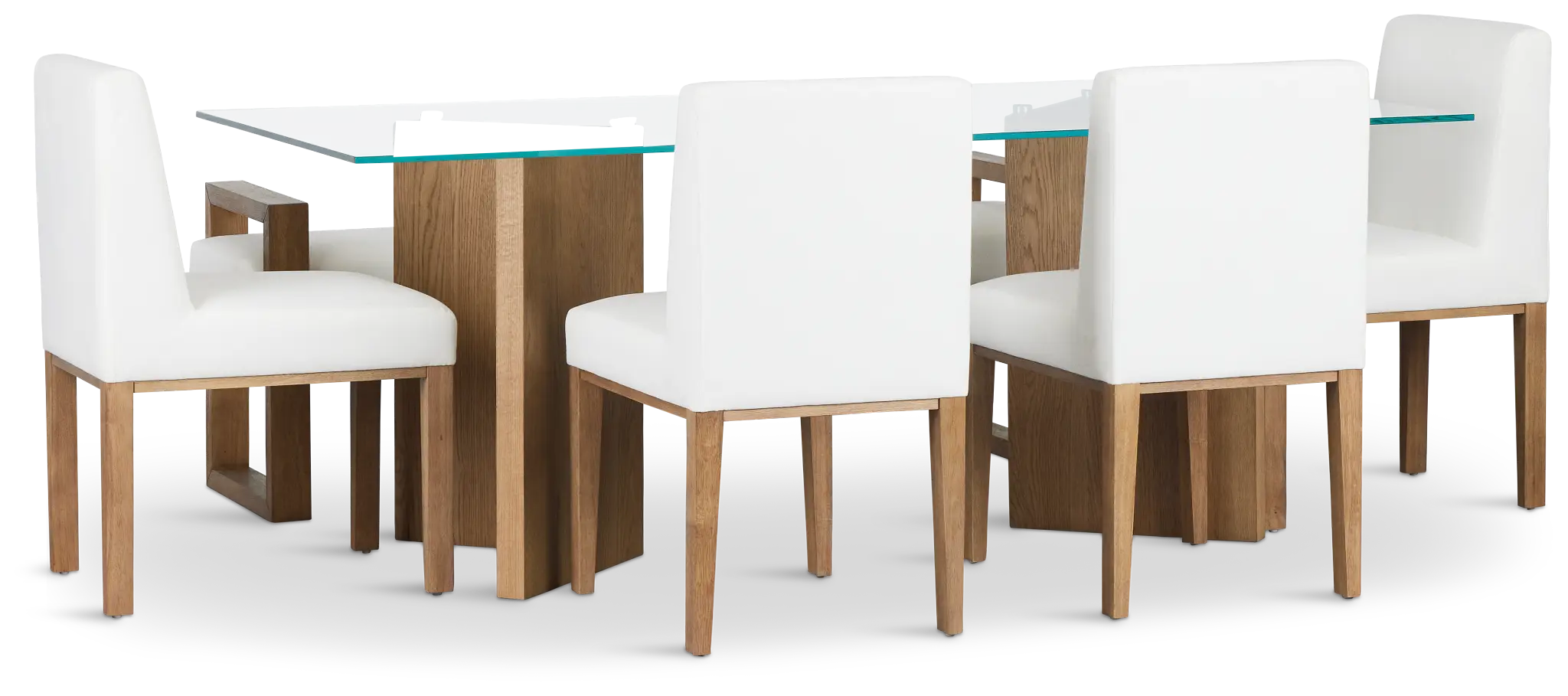 Haven Glass 80" Rectangular Table With 4 Side Chairs & Bench Haven Glass 80" Rectangular Table With 4 Side Chairs & Bench