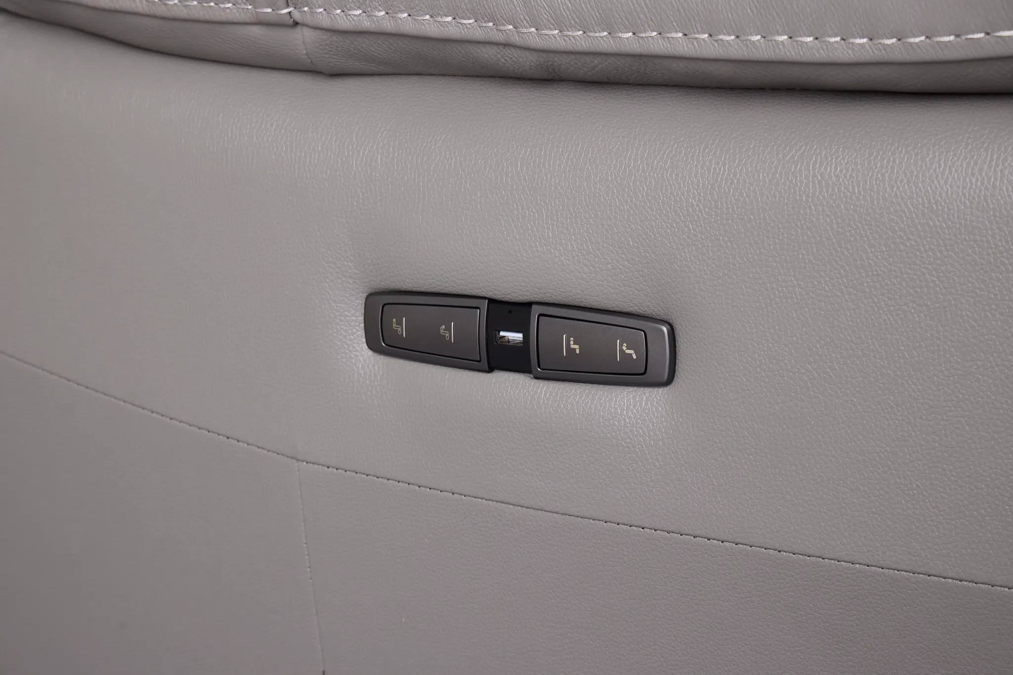 Marion Gray Lthr/vinyl Large Triple Power Reclining Two-arm Sectional