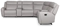 Walker Light Gray Lthr/vinyl Large Dual Manually Reclining Two-arm Sectional