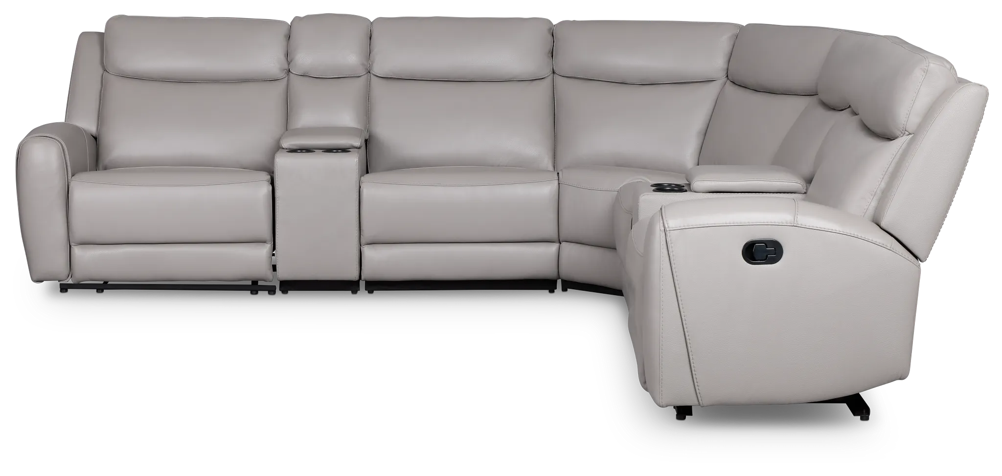 Walker Light Gray Lthr/vinyl Large Dual Manually Reclining Two-arm Sectional