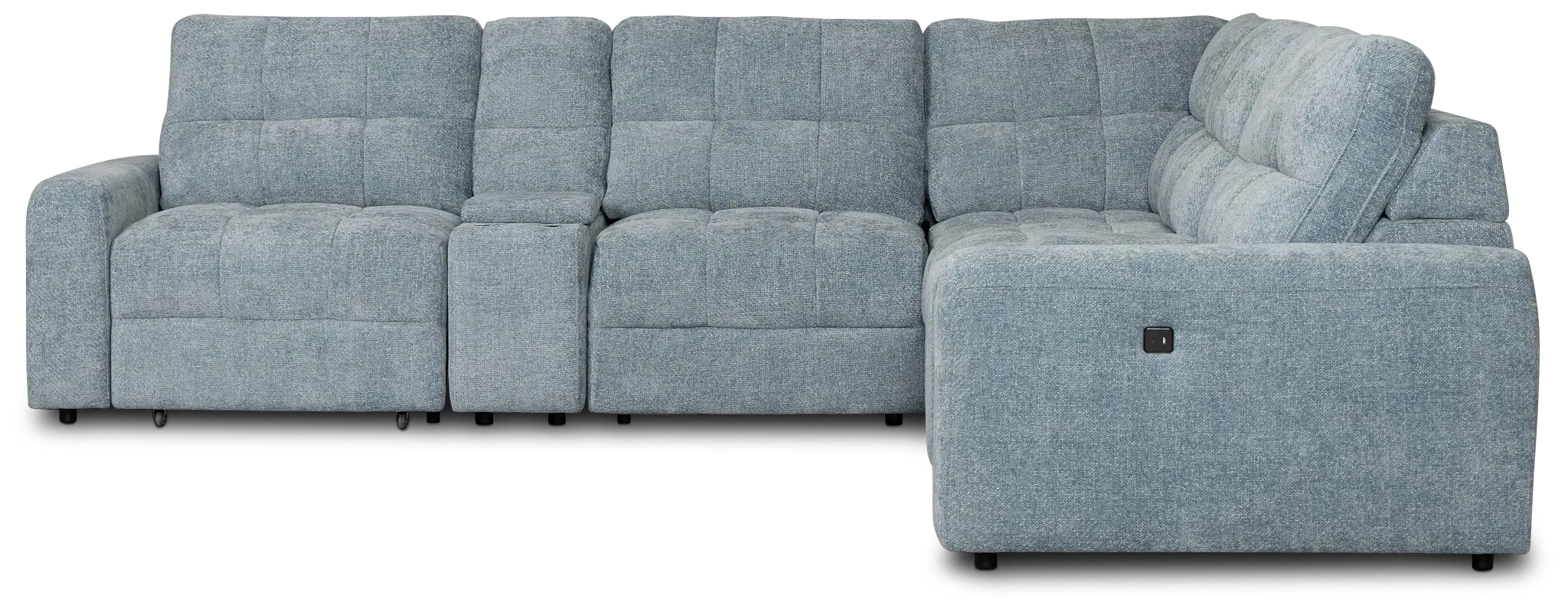 Hendrix Light Blue Fabric Large Tri Power 2 Arm Extension Chaise Sectional Hendrix Light Blue Fabric Large Tri Power 2 Arm Extension Chaise Sectional