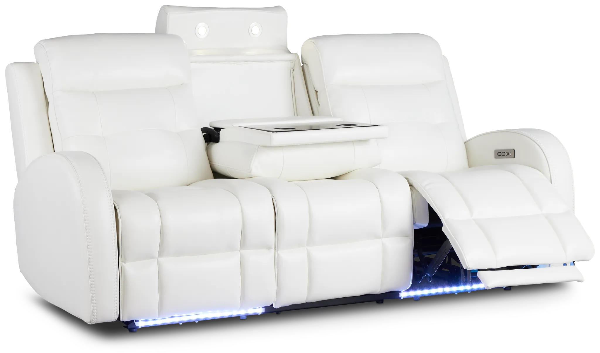Omega White Micro Power Reclining Sofa