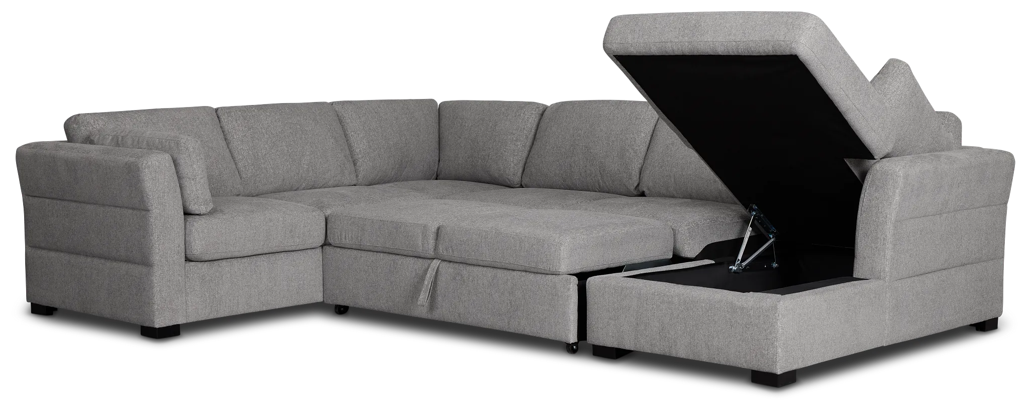 Amber Dark Gray Fabric Large Right Chaise Storage Sleeper Sectional