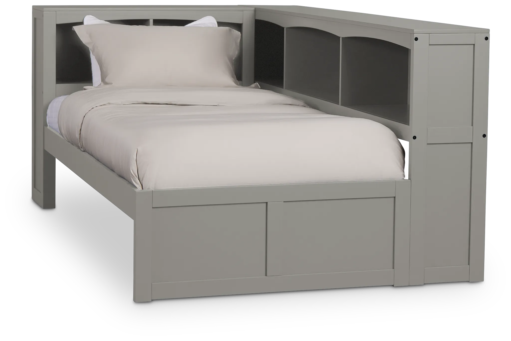 Charleston Gray Corner Bookcase Bed
