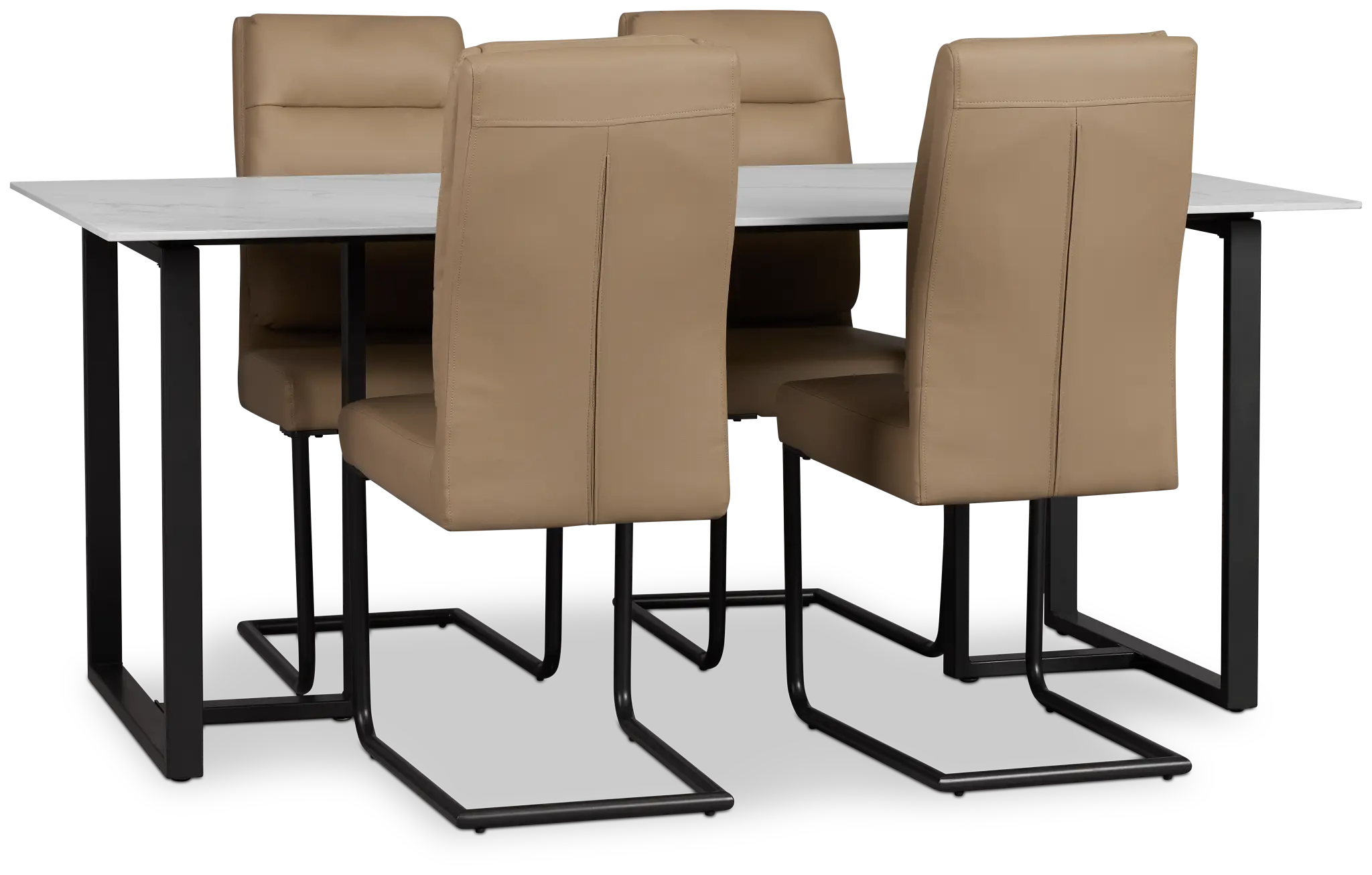 Paxton White Rect Table & 4 Taupe Upholstered Chairs Paxton White Rect Table & 4 Taupe Upholstered Chairs