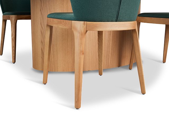 Nomad Light Tone 94" Oval Table & 4 Dark Green Chairs W/ Light Tone Leg