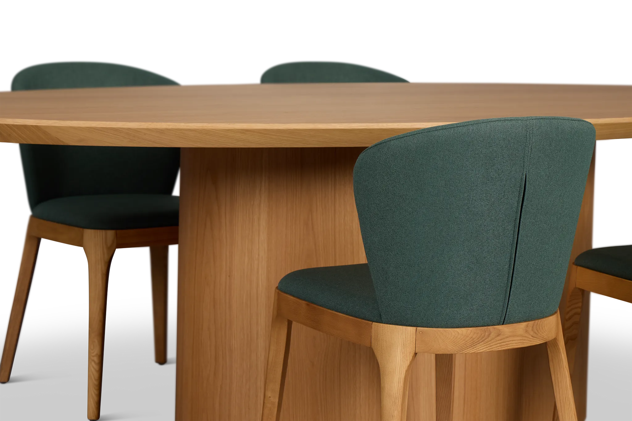 Nomad Light Tone 94" Oval Table & 4 Dark Green Chairs W/ Light Tone Leg