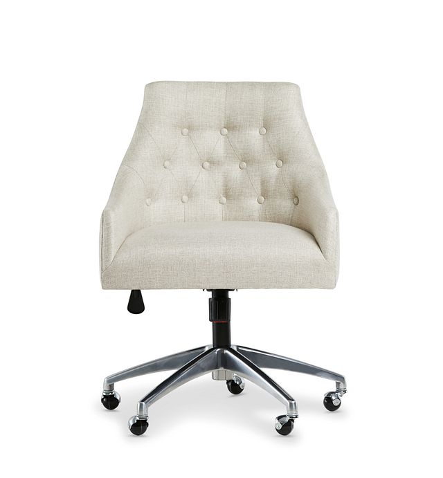 Newport Beige Metal Upholstered Desk Chair (2)