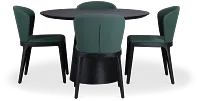 Nomad Black 47" Round Table & 4 Dark Green Chairs W/ Black Legs