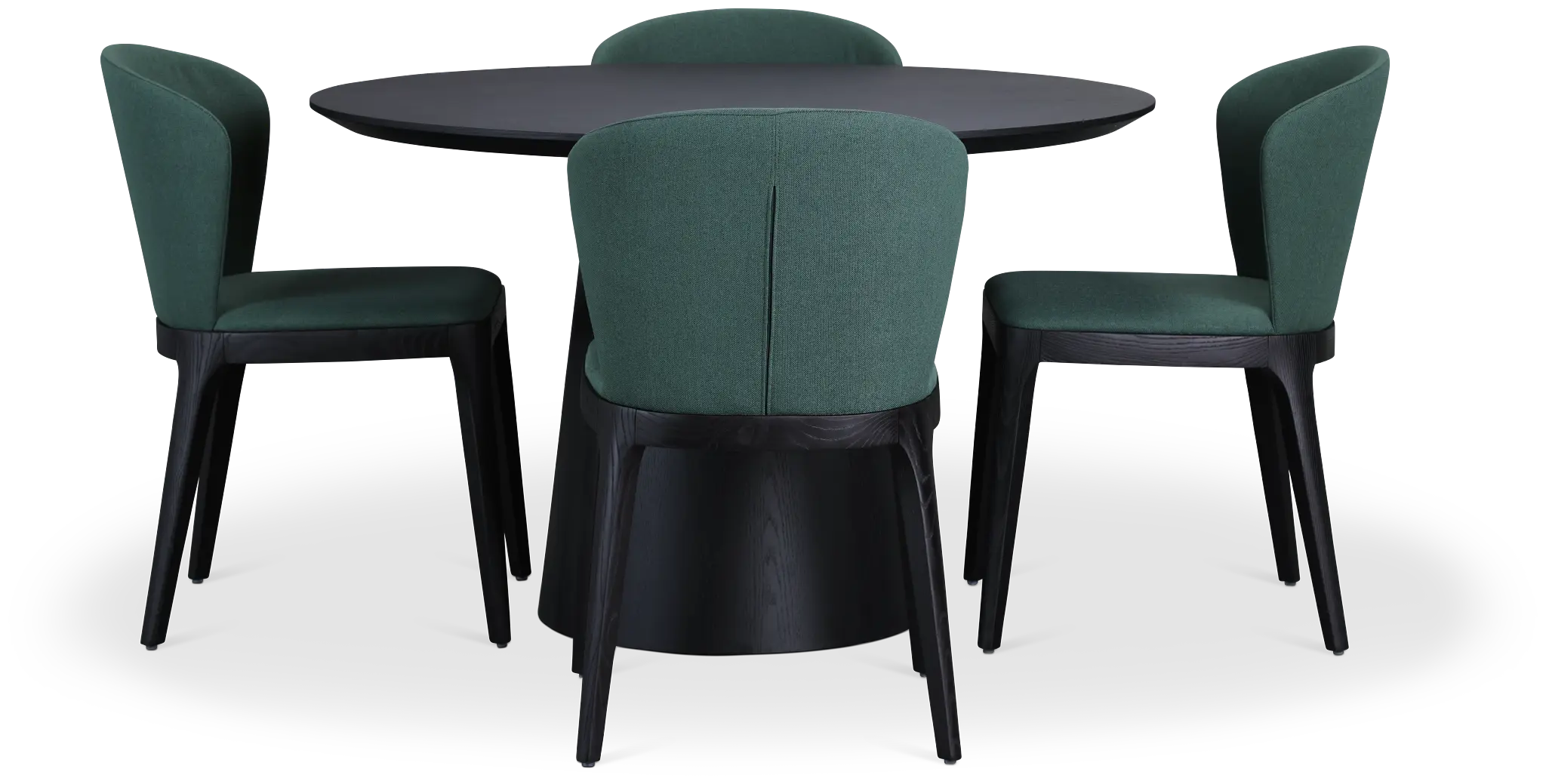 Nomad Black 47" Round Table & 4 Dark Green Chairs W/ Black Legs Nomad Black 47" Round Table & 4 Dark Green Chairs W/ Black Legs