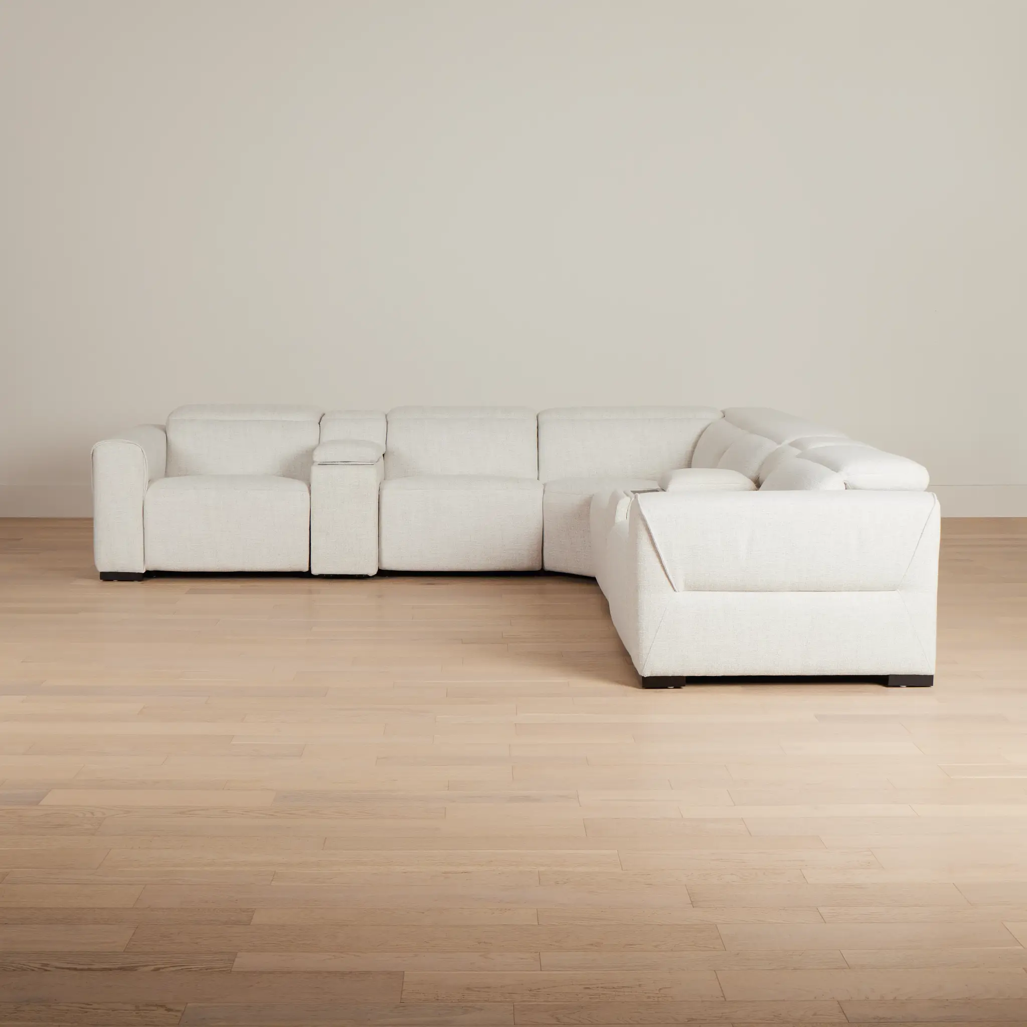 Ellis Light Beige Fabric Large Dual Power Reclining Two-arm Sectional Ellis Light Beige Fabric Large Dual Power Reclining Two-arm Sectional