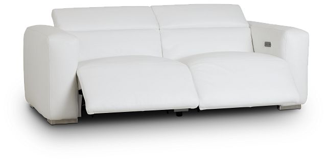 Copa White Leather Power Reclining Sofa