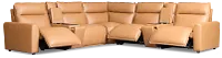 Edison Medium Brown Leather/Vinyl Large Triple Power Reclining Two-arm Sectional