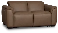 Flexsteel Brodie Dark Brown Lthr/vinyl Power Reclining Loveseat