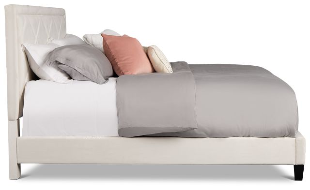 Collin Beige Velvet Platform Bed