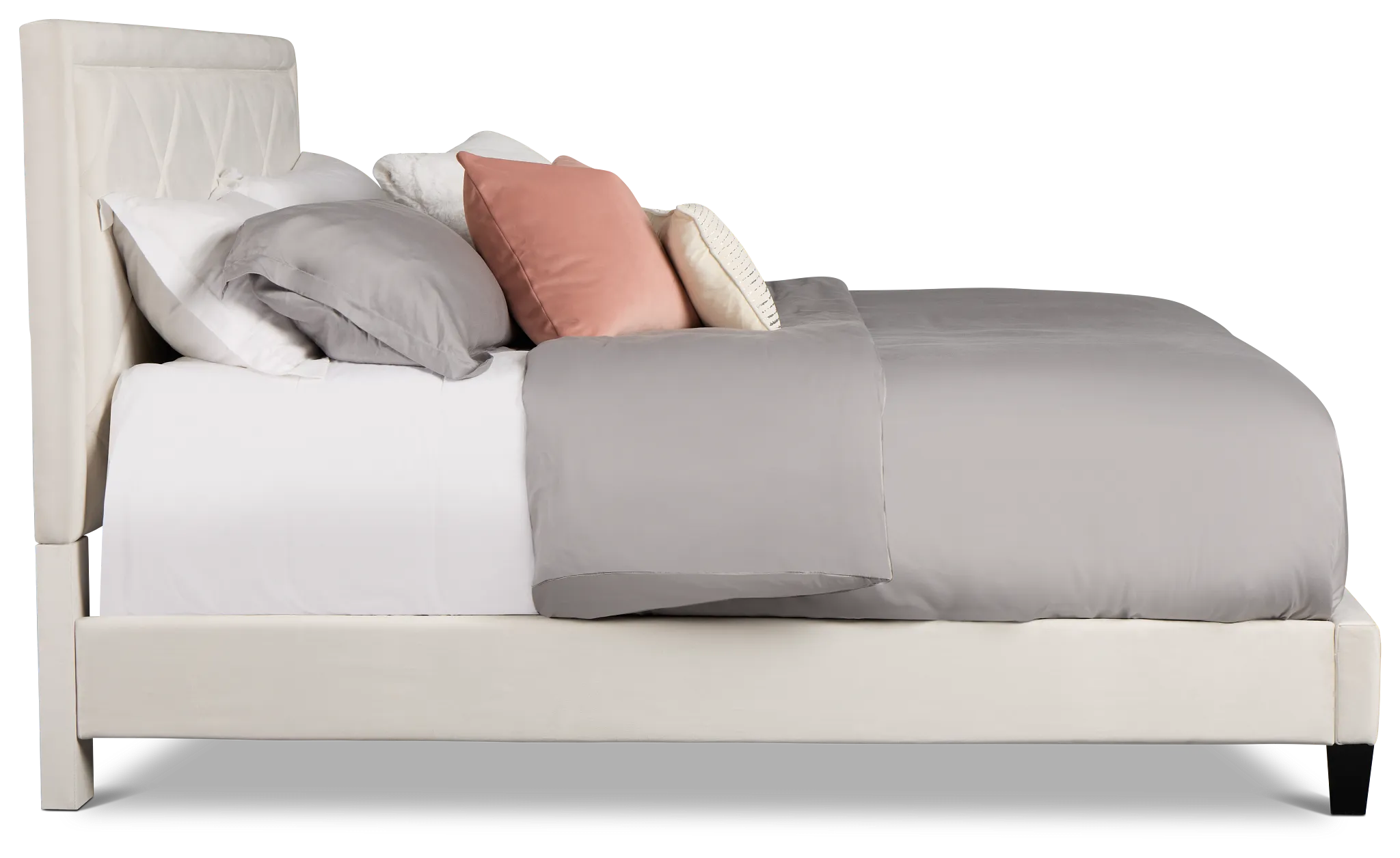 Collin Beige Velvet Platform Bed