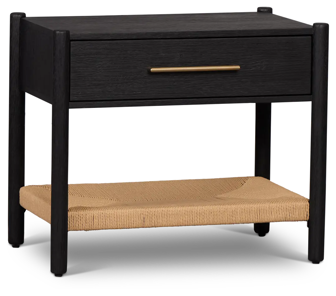 Santorini Black Woven Nightstand Santorini Black Woven Nightstand