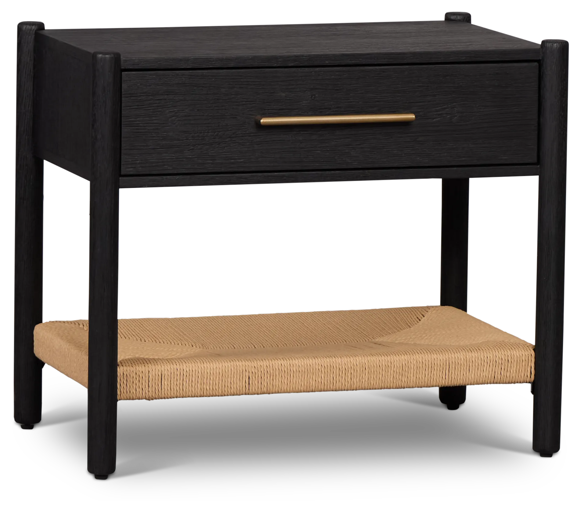 Santorini Black Woven Nightstand