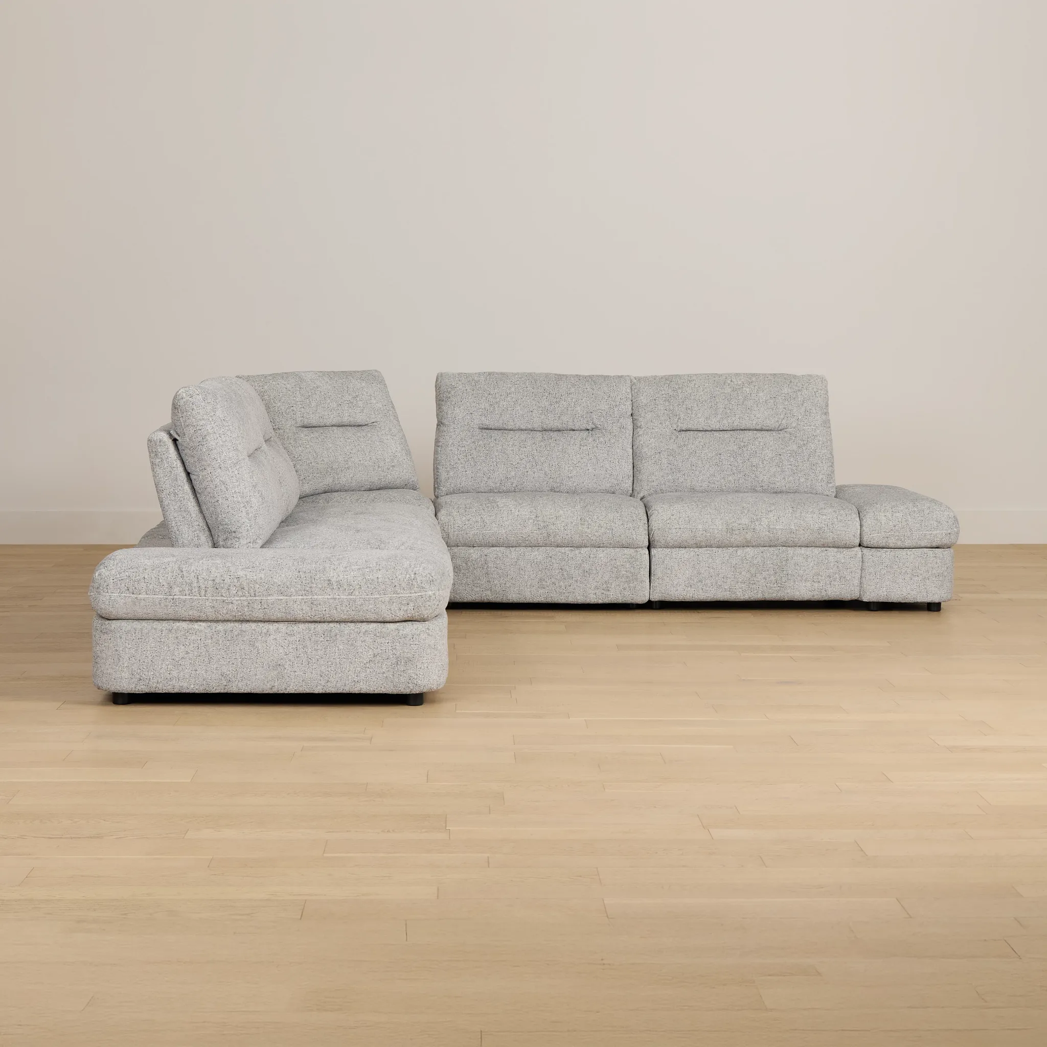 Mila Gray Fabric Small Triple Power Reclining Two-arm Sectional