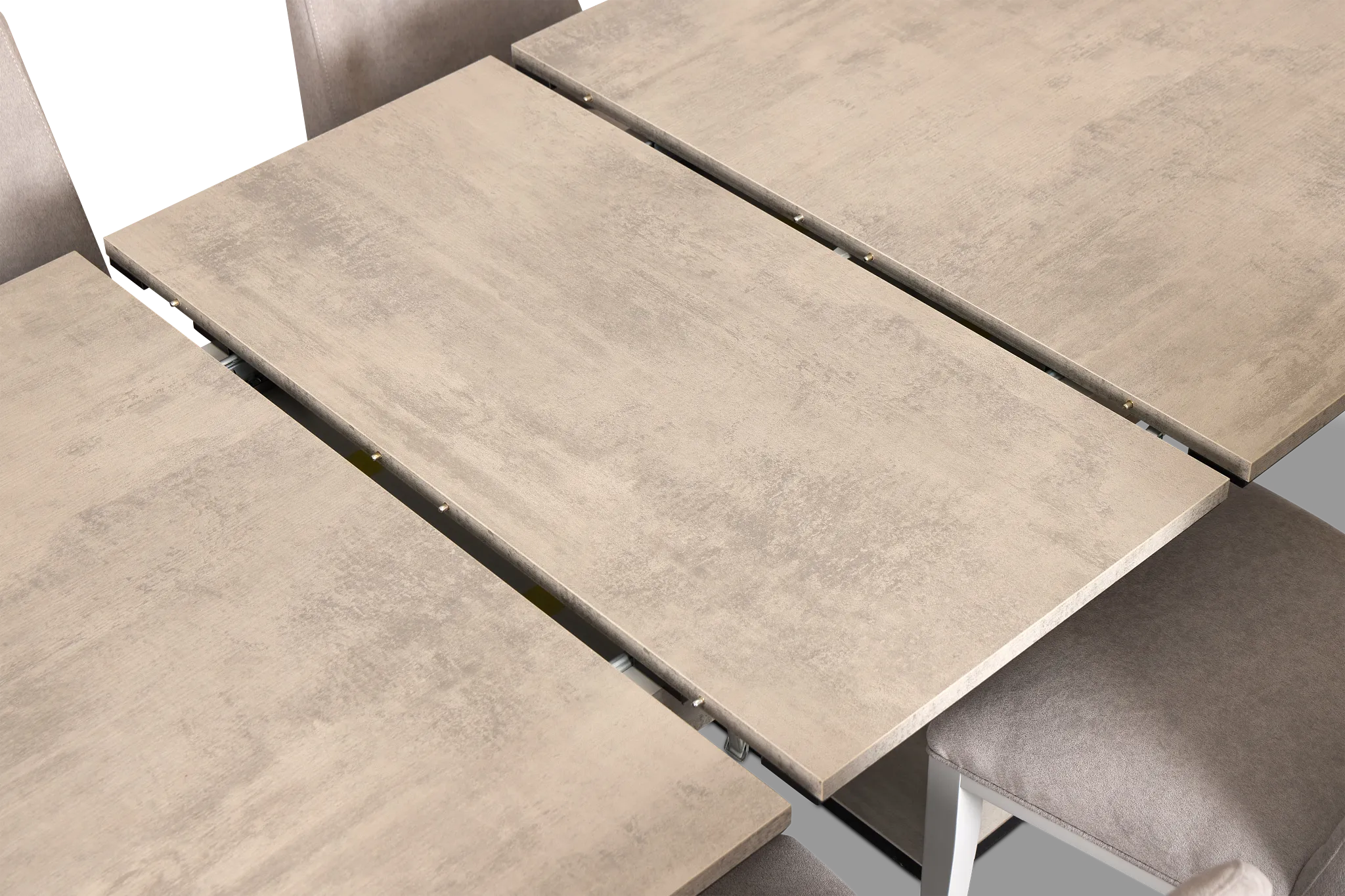 Pomona Gray Rectangular Table & 4 Upholstered Chairs