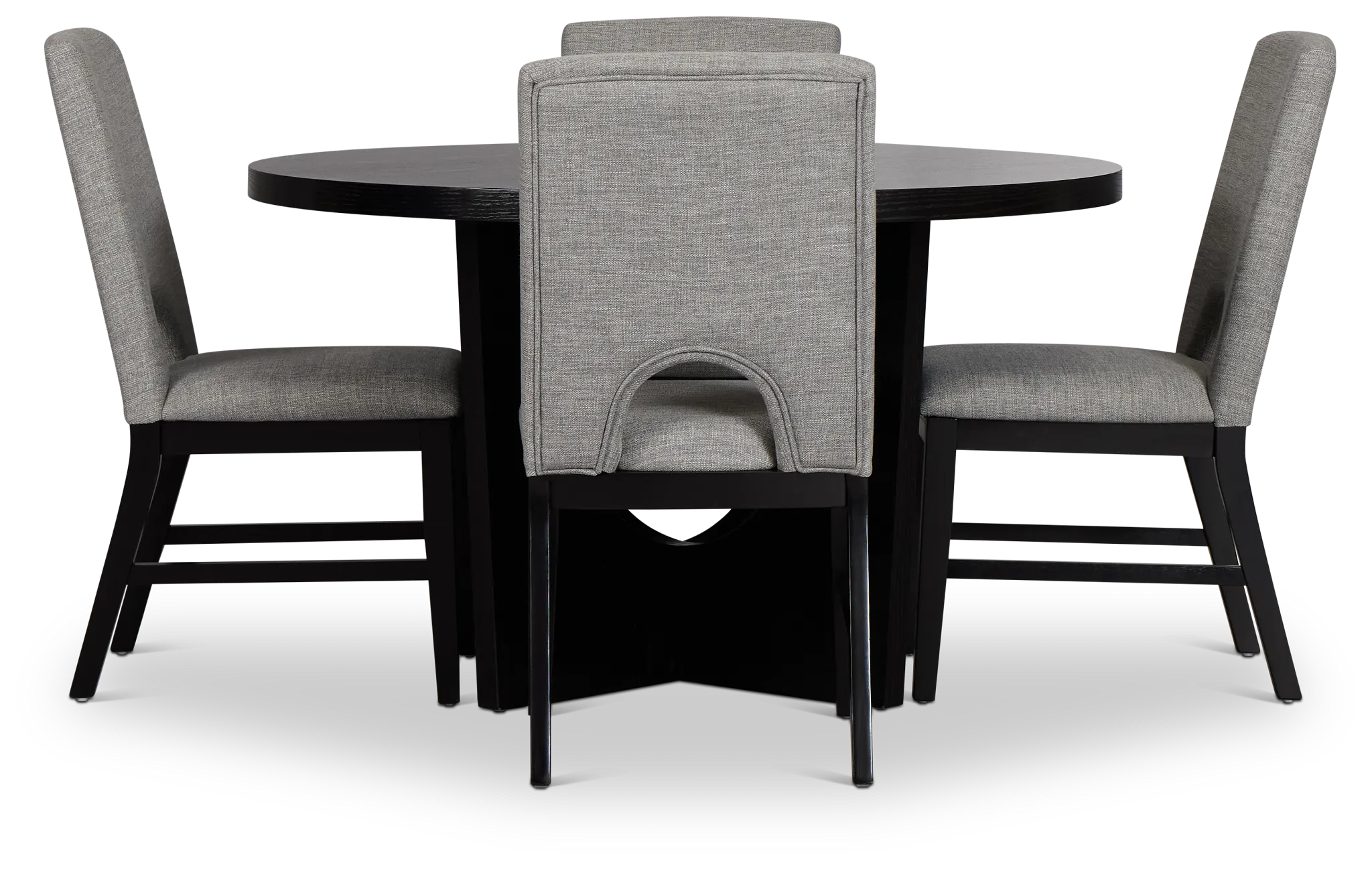 Oxford Black Round Table & 4 Upholstered Chairs